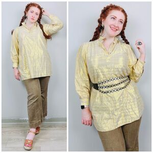 1970s Vintage Casual Crafts Gold Cotton Tunic / 70s / Seventies  Small - Large